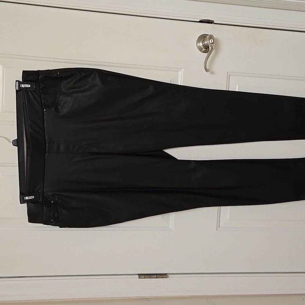 Terra&Sky Black faux leather slacks